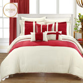 Luxury Pleated Duvet Set - Cream and Red